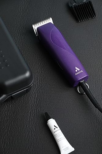 Andis 24820 EasyClip 7-Piece Detachable Ceramic Blade Clipper Kit, Purple | Single-speed quiet comfortable motor, 12ft power cord, dog grooming kit with 4 combs - style: New Model