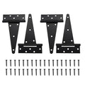 HOME MASTER HARDWARE 6" Heavy Duty Gate Hinges, 4 Pack T Strap Hinges | Stainless Steel T Hinges for Wooden Fences, Shed, Barns, Rotate 270 Degrees, 48LBS Capacity, Included Screws, Black Finish - color: Black, size: 6" - 4pack