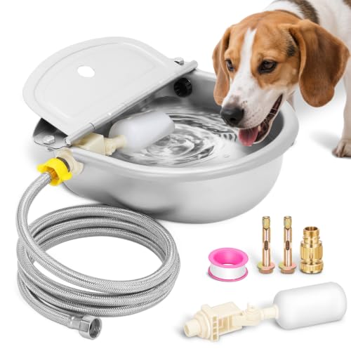 Automatic Animal Drinking Water Bowl with Float Valve, Extended Pipe,3L Stainless Steel Waterer Feeder Farm Dog Dispenser Kit Self Filling for Livestock Horse Goat Water Trough - size: 71" Hose
