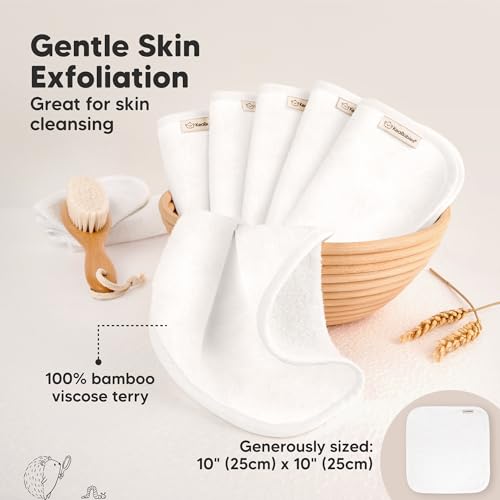 KeaBabies Baby Hair Brush and Comb Set and 6-Pack Baby Washcloths for Newborn - Wooden Brush with Soft Goat Bristle, Soft Wash Cloth