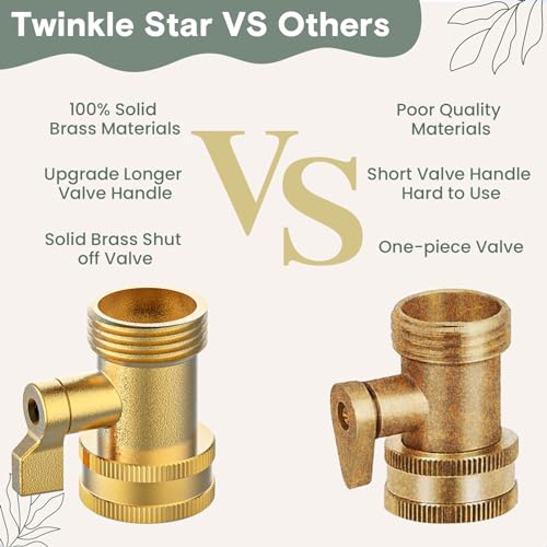 Twinkle Star Brass Hose Jet Nozzle with Garden Shut off Valve 4 Pack | 3/4" GHT High Pressure Hose Nozzle for Garden Hose & Car Wash, Extra 2 Rubber Washers - color: Nozzle Valve 4 Pack