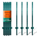4ft Fence Posts, Pack of 10 - Sturdy Metal U-Posts & Step-in Stakes | No Digging Poles for Garden Wire Fencing and Yard Signs (Fits 3-ft Fence Mesh) - size: 4 Feet