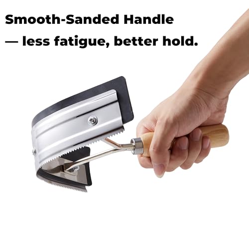 Metal Sweat Scraper for Horses, 2-in-1 Grooming Tool | Curved Metal Curry Comb With Rubber Edge And Wood Handle, For Horses, Cattle, Barns, Stables And Equestrian Grooming