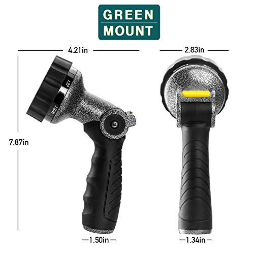 GREEN MOUNT Garden Hose Nozzle, Water Hose Spray Nozzle with Thumb Control On Off Valve for Easy Water Flow Control, Black-grey - color: Black-grey