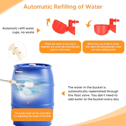 12 Pack Automatic Chicken Water Cups, Complete Set Pipeline Automatic Chicken Waterer System Poultry Waterer for Chick Duck Quail