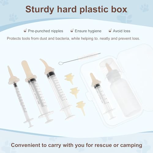 Kitten Bottle Feeding Kit, Pet Nursing Kit, Apricot, 1 Set | Easy-to-Use Kitten Feeding Set, Complete Care Solution for Feeding, Kitten Bottle Feeding Set with Nursing Nipples - color: Apricot