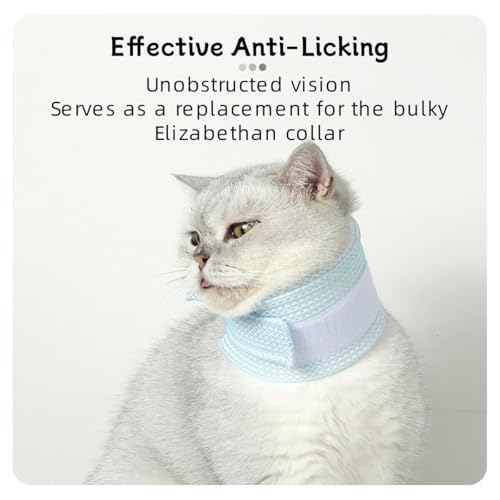 Cat Neck Brace Cover - Breathable Elizabethan Collar for Post-Surgery Recovery Anti-Lick Wound Adjustable Protective Cervical Cone for Small Medium Large Dogs Cats (Neck Girth 9.1-11.8" Depth3.2 - color: Blue, size: M