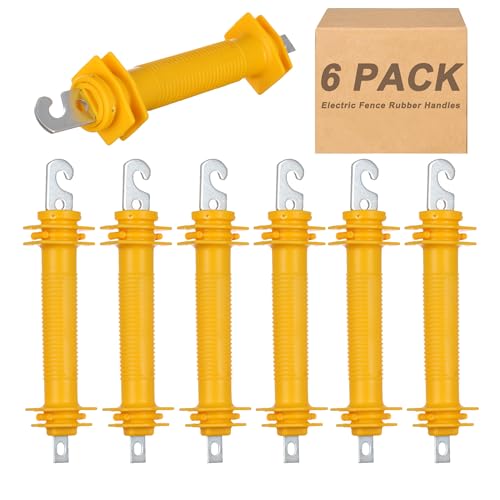 6 Pack Electric Fence Rubber Gate Handles - Heavy Duty Insulated Plastic Handles with Steel Hook, Electric Fence Rubber Gate - Yellow - color: Yellow 6-Pack