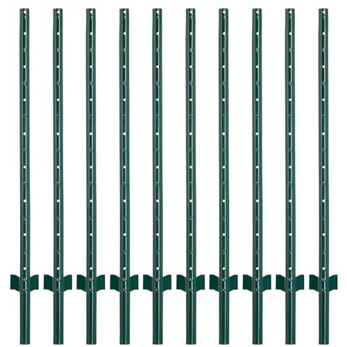 10-Pack 4.8 Feet Heavy-Duty Metal U Fence Posts for Wire Fencing | No-Dig Design · Powder-Coated Steel · For Garden, Yard & Animal Barrier - size: 4.8 Feet