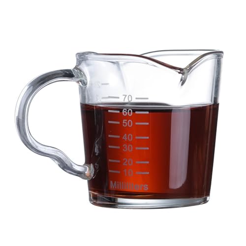 Espresso Glass Measuring Cups 3-Ounce/100ML Double Spout Glass Measuring Cup Espresso Shot Glasses with V-Shaped Mouth Milk Frothing Pitcher Cappuccino Cup Accessories - size: 1pc-cups