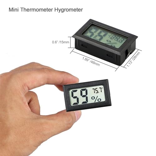 4-Pack Mini Indoor Temperature Humidity Meters Digital Gauge | Thermometer Hygrometer Fahrenheit (℉) Display for Reptile Tank,Jars,Guitar Case,Greenhouse, Garden, Cellar, Fridge, Closet