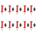 10Pcs Electric Fence Gate Handles, Farmily Plastic Red ABS Heat/Cold-Resistant Spring Gate Handles Agricultural Fencing Tools with 10Pcs Insulators