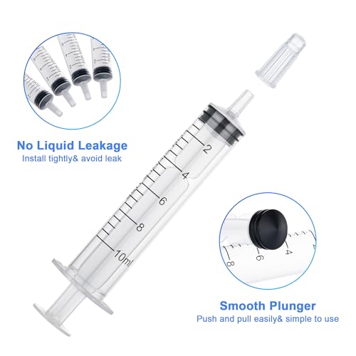 12Pack 10mL Syringes without Needle - Individually Wrapped, with Cap for Liquid, Measuring, Ink Refilling, Oil, Liquids Glue Applicator - style: 10ML