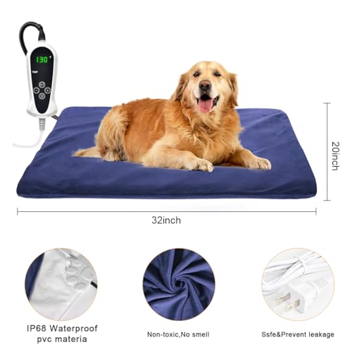 RIOGOO Pet Heating Pad, Electric Heating Pad for Dogs and Cats Indoor Warming Mat with Auto Power Off (Blue, XX-Large) - size: XX-Large