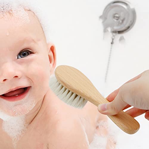 Baby Hair Brush and Comb Set for Newborns & Toddlers | Wooden Baby Brush Set with Soft Goat Bristles l Wood Comb l Purple Cradle Cap Brush| Ideal for Cradle Cap (3 Piece) - color: 3pcs(purple Cradle Cap Brush+hair Brush+wood Comb)