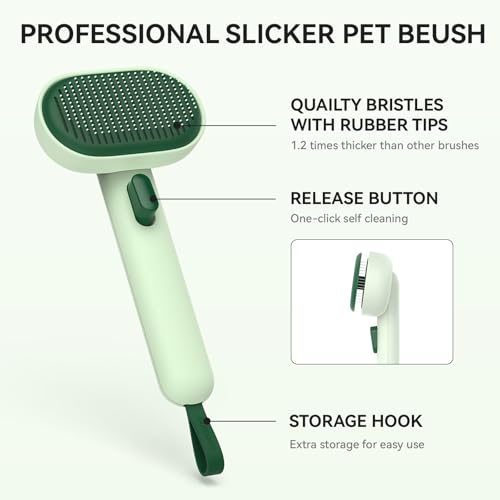 aumuca Cat Brush for Shedding, Cat Brushes for Indoor Cats, Horses Grooming Deshedding Brush for Dog Kitten Horse Massage Removes Loose Fur, Forest Green - color: Forest Green