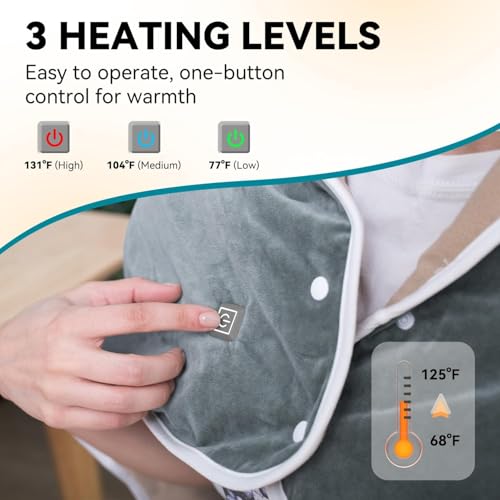 Warm Storm Heated Electric Knee Blanket, Gray, 30"x40" | 4 seasons, Office, Car, Home,Fast Heating Soft Flannel, 3 Heat Levels, 2H Auto-Off, Battery Not Included