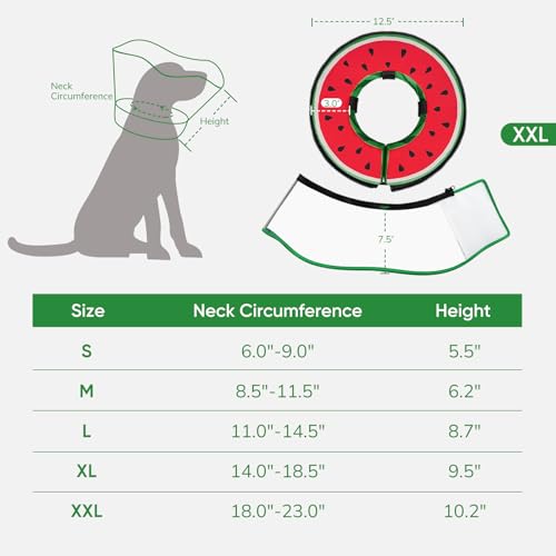 Supet Sponge Dog Cone Collar Stop Licking After Surgery, Dog Donut Collar | Adjustable Dog Recovery Collar Alternative, Detachable Shield, Soft, Comfy Cone, Neck Pillow for Large Dogs - color: Watermelon, size: XXL(Neck 18"-23")