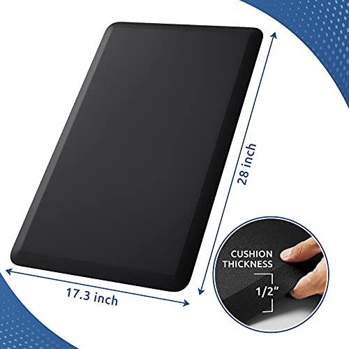 Kitchen Mat Cushioned Anti Fatigue Rug Standing and Comfort Floor Mats | Water-Resistant, Non-Slip, Easy to Clean Comfort Floor Mat for Kitchen, Sink & Office, Multiple Colors & Sizes, 17.3"x28" - color: Black, size: 28"L x 17.3"W x 0.5"Th