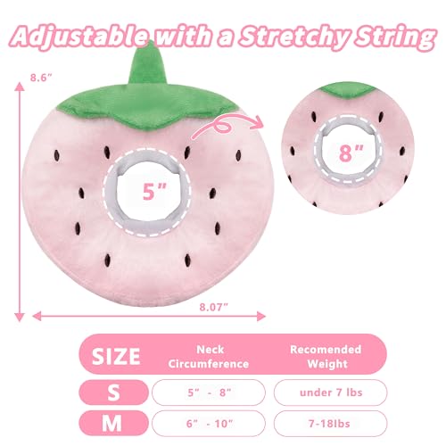 Soft Cat Cone Collar, Cute Cats Recovery Collar Suitable for Cats | Cat cone for Small, Medium, Large cat,Elizabethan Neck Collar for Cats After Surgery (Strawberry, Small) - color: Strawberry, size: Small