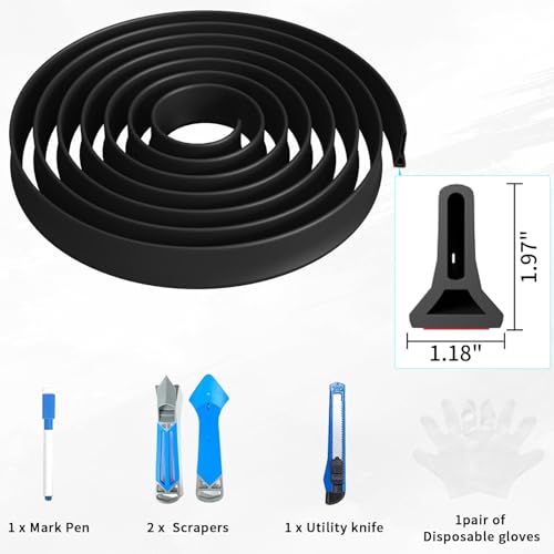 3ft/5ft/6ft/8ft10ft Collapsible Shower Threshold Water Dam Water Barrier for Shower and Water Stopper Keeps Water Inside Water Threshold for Wet and Dry Separation (5ft, Black) - color: Black, style: 5ft
