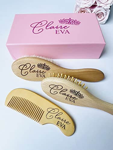 Personalized Wooden Baby Brush Set | Wooden Baby Brush and Comb Set| Personalized Baby Gift | Personalized Baby Gift Girls Girls | Princess Crown