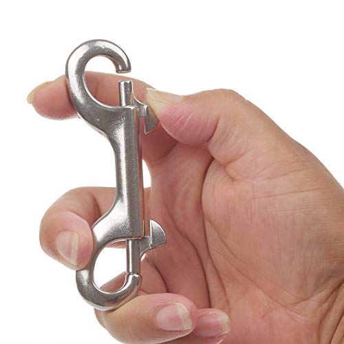 Double Ended Bolt Snap Hooks, 3-1/2 Inch Marine Grade Double End Scuba Diving Clips, 316 Stainless Steel Trigger Chain Clip, for Water Bucket Pet Feed Bucket Agricultural Equine Dog Leash, 2Packs