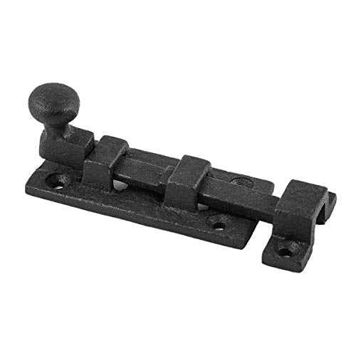Renovators Supply Manufacturing Slide Bolt Latch 3.5 in. Black Wrought Iron Ball Tip Style Slide Bolt with Mounting Hardware - size: Pack of 1, style: 3.5 inch - Ball Tip
