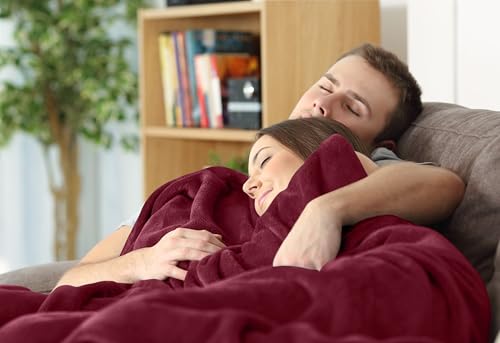 Utopia Bedding Soft Fleece Bed Blanket Throw Size Burgundy (50x60 Inch) | Microfiber Plush Warm Lightweight Breathable Cozy Blanket Anti-Static, All Season Use, Gift for Women and Men - color: Burgundy, size: Throw (50x60 Inch)