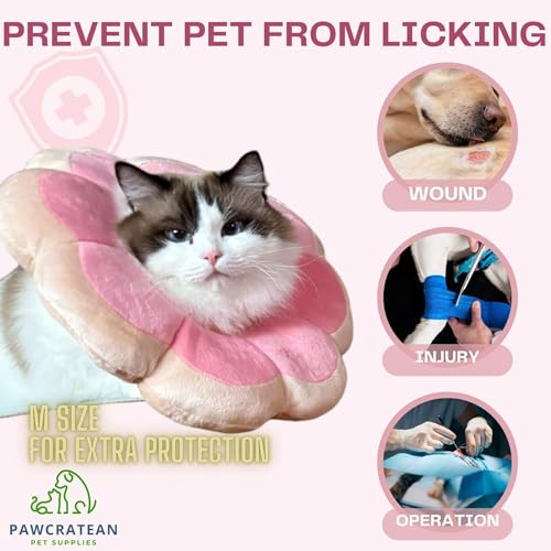 Adjustable Comfy Flower Style Elizabeth Collar for Cats Puppies Soft Recovery Cone Pet Protective Neck Collar (Pink, Small) - color: Pink, size: Small