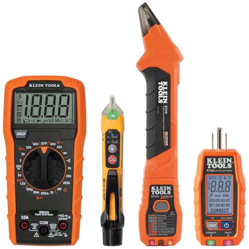 Klein Tools 80101 Circuit Breaker Finder Kit, GFCI Outlet and Receptacle Tester Kit, Multimeter, NCVT, Outlet Tester, Leads, 4-Piece - style: Home Tester 4-Piece Kit with Circuit Finder