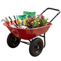IRONMAX Dual-Wheel Wheelbarrow with All-Terrain Wheels, 220LBS, Red | Heavy Duty Wheel Barrow Gardening Cart, Yard Cart with Built-In Stand for Lawn, Farm & Planting - color: Red