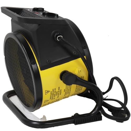 Dura Heat EUH1465 Electric Forced Air Heater with Pivoting Base 5,120 BTU, Yellow | Electric Garage Heater, Ceramic Heating Element, Steel Body, Thermostat, Heats up to 250 sq ft, Safety Shut Off, Greenhouse - size: 8.5" Height