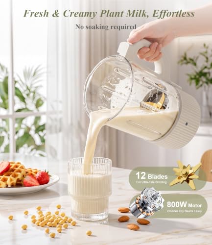Nut Milk Maker Machine, 59oz Soy Milk Machine with Detachable Design, 9 in 1 Homemade Soy, Almond, Oat, Plant Based Milk, Juice, Milkshake and Smoothie Maker, 24H Delay Start, Auto Clean