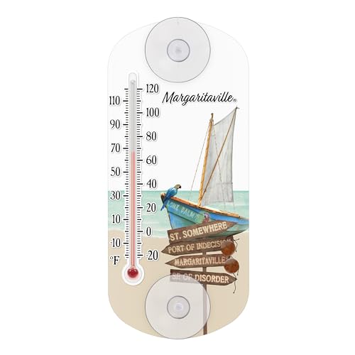 La Crosse 204-1081MV2 8-inch Analog Capillary Window Thermometer with Parrot - color: Off Tan beach