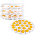 HAKSEN 3 PCS Deviled Egg Platter Carrier, Deviled Egg Containers with Lid | Eggs Holder Tray with 66 Slots for Party and Home Kitchen, Clear - style: 3PCS