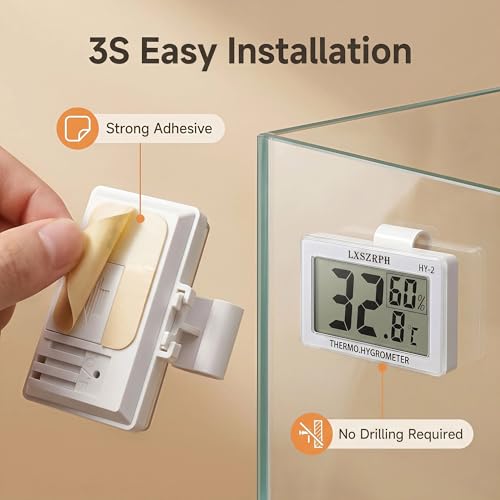 Reptile Hygrometer Thermometer, Digital Amphibian Hygrometer Thermometer with Hook, Temperature Humidity Meter Gauge for Reptile Tanks, Terrariums, Vivarium, LCD Display (2 Packs) - size: 2 packs