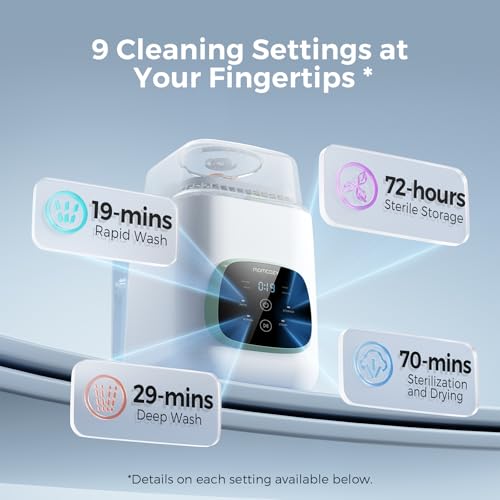 Momcozy KleanPal Pro All-in-One Bottle Washer, Sterilizer & Dryer - White | 9 Cleaning Modes Baby Bottle Washer for Bottles, Pump Parts & Baby Essentials, Time-Saving & Hands-Free, 26 Spray Jets - color: White