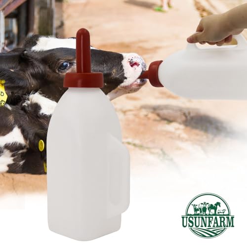 2L Calf Nursing Bottle with Handle and Replacement Nipple, Used for Animal and Livestock Care Milk Storage Bottle Detachable Removable Nipple Feeding Bottles (Vertical)