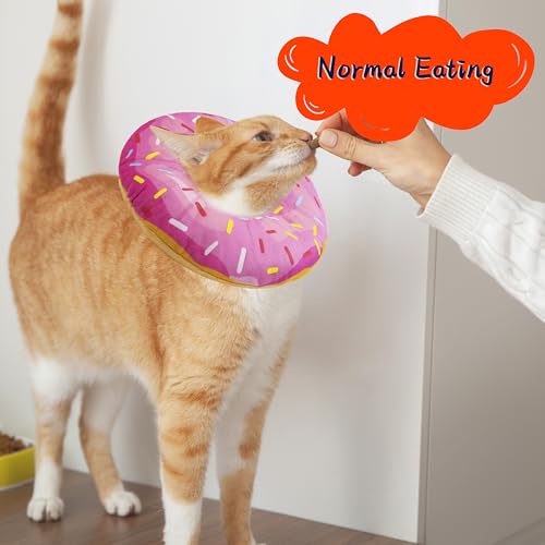 Seyezo Cat Cone Collar, Adjustable Cat Recovery Cone, Donut Pink, Large | Soft, Stop Licking, Cute Donut E Collar, After Surgery Elizabethan Protective Cone, Cat Neck Pillow - color: Donut Pink, size: Large