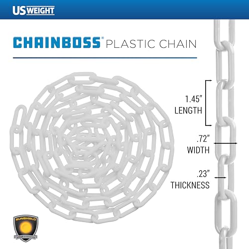 US Weight 1.5" x 50' SunSheild Plastic Safety Chain – White - color: White, size: 50 Feet