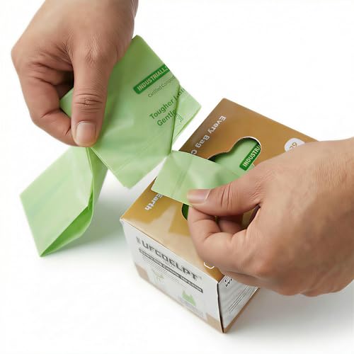 1.6 Gallon Compostable Food Scrap Bags with Handles, 220 Count | 6 liter compost bin liners with handles for kitchen food scraps. Four boxes of 55 bags for 220 bags total - color: 1.6Gal 220Pcs