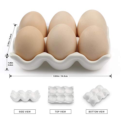 6 Cups Egg Tray Serveware, Eggs Dispenser, Egg Holder Set Kitchen Restaurant Fridge Storage Decorative Accessory (White,2 pack)