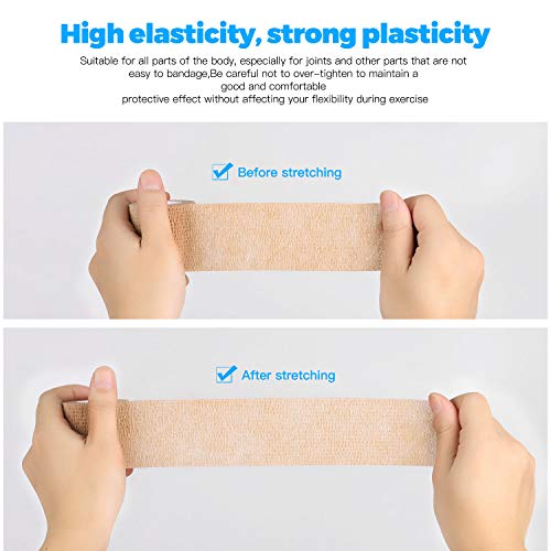Bandage Wrap 8 Pack 1”x 5 Yards Self Adhesive Bandage Wrap Breathable Cohesive Bandage Wrap Rolls Athletic Elastic Self Adherent Wrap for Sports Injury,Wrist, Knee, Ankle Sprains and Swelling(Beige) - color: Beige, size: 1 Inch (Pack of 8)