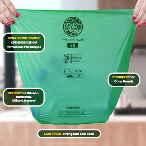 Compostable Bags, 6 Gallon Food Scraps Yard Waste Bags,Fits 5-6-8 Gallon trash can, 30 Liter, 70Count, Heavy Duty 0.85 Mils, ASTMD 6400 Kitchen Trash Bags, BPI&OK compost HOME certified - color: 6G-70count