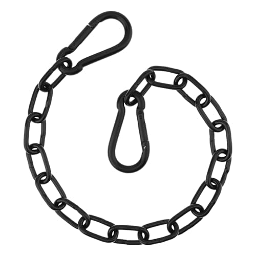 20 inch Gate Chain Lock with Both-Ended M8 Carabiners,Chain Dia 5 mm,Black | 304 Stainless steel, for outdoor fence gates,pet cages, easy to lock/unlock, extra security, for gate that wouldn’t stay shut - size: 20" x 13/64"