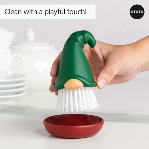 New! Beardy Gnome Dish Brush by Ototo - Gnomes, Quirky Gifts, Cute Kitchen Accessories, Funny Kitchen Gadgets, Vegetable Brush, Cute and Useful Gifts for Women (Green) - style: Beardy Green