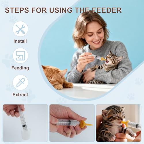 Kitten Bottle Feeding Kit, Pet Nursing Kit, Yellow, 1 Set | Easy-to-Use Kitten Feeding Set, Complete Care Solution for Feeding, Kitten Bottle Feeding Set with Nursing Nipples - color: Yellow