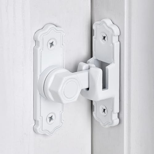 White Aluminum Alloy 90/180 Degree Gate Lock,Barn Door Latches | Flip Gate Latches,Right Angle Door Lock Latch,Sliding Door Latches,for bedroom,garage,window,pet enclosures,drawer,cabinet - color: White