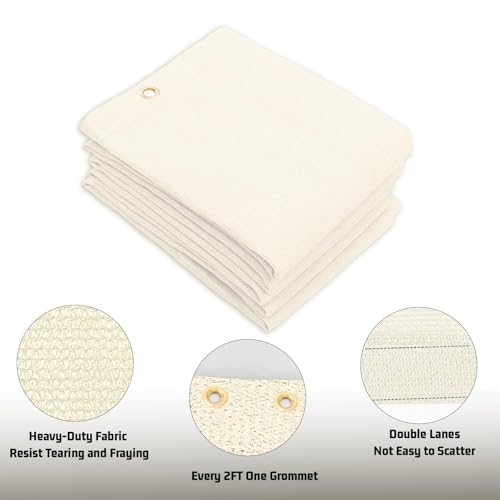 SUNNY GUARD Shade Cloth 4x8 FT HC-093 Sun Shade Fabric Cover Tarp Cream | 90% UV Block HDPE Sun Shade Screen Fabric Tarp with Grommets for Pergola, Backyard & Garden, Custom Sizes - color: Beige, size: 0 4'×0 8'
